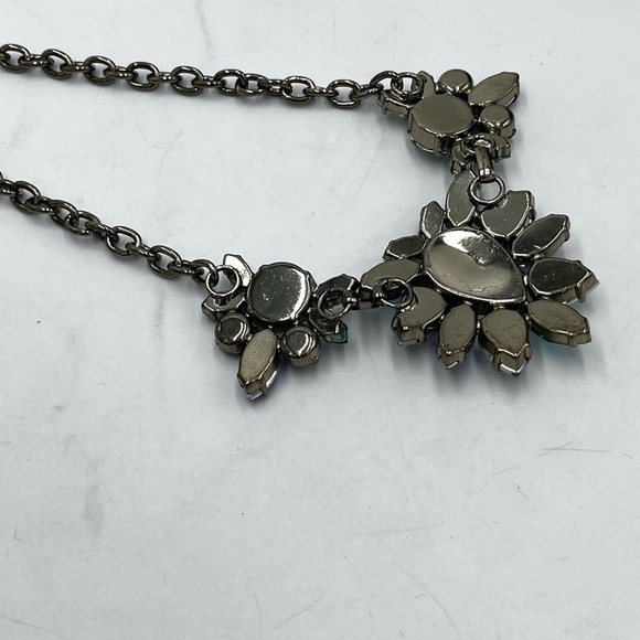 J. Crew Emerald, Blues, Teal, Light Green Rhinestones Statement Bib Necklace - Picture 11 of 14